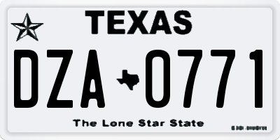 TX license plate DZA0771