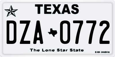 TX license plate DZA0772