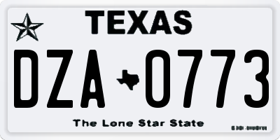 TX license plate DZA0773