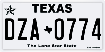 TX license plate DZA0774