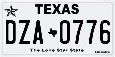 TX license plate DZA0776