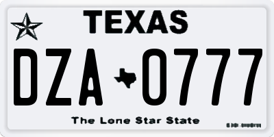 TX license plate DZA0777