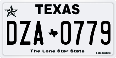 TX license plate DZA0779