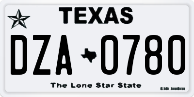 TX license plate DZA0780