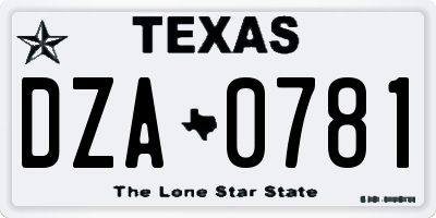 TX license plate DZA0781