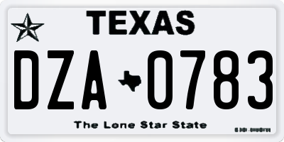 TX license plate DZA0783