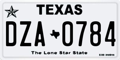 TX license plate DZA0784