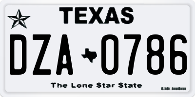 TX license plate DZA0786