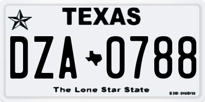 TX license plate DZA0788