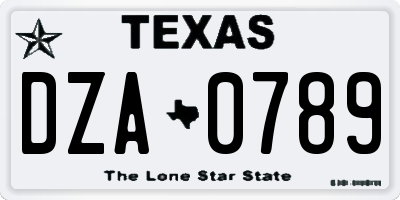 TX license plate DZA0789