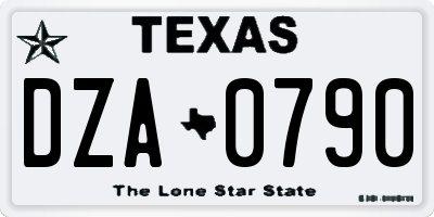 TX license plate DZA0790