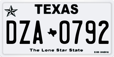 TX license plate DZA0792