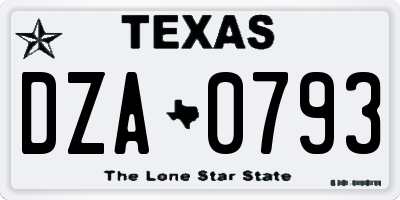 TX license plate DZA0793