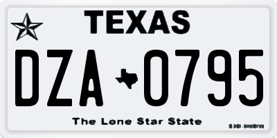 TX license plate DZA0795