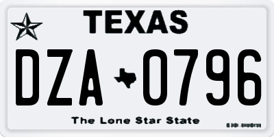 TX license plate DZA0796