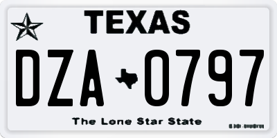 TX license plate DZA0797