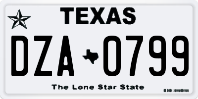 TX license plate DZA0799