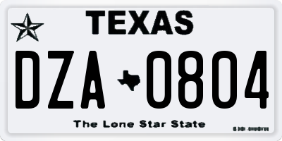 TX license plate DZA0804
