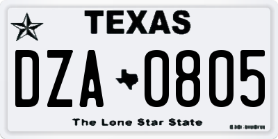 TX license plate DZA0805