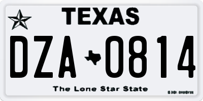 TX license plate DZA0814