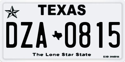 TX license plate DZA0815
