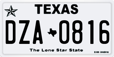 TX license plate DZA0816