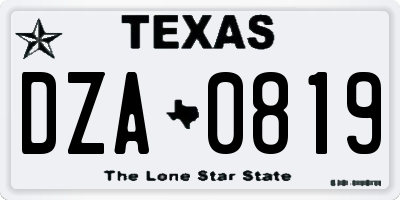 TX license plate DZA0819
