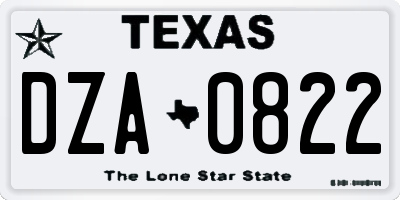 TX license plate DZA0822