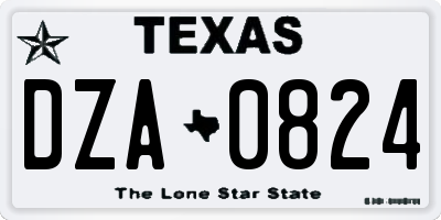 TX license plate DZA0824