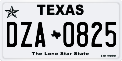 TX license plate DZA0825