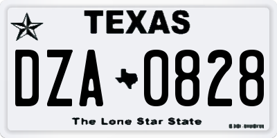 TX license plate DZA0828