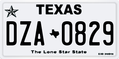 TX license plate DZA0829