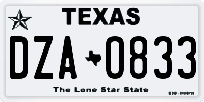 TX license plate DZA0833