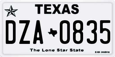 TX license plate DZA0835