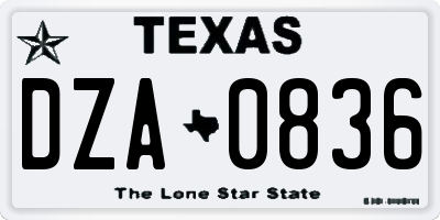 TX license plate DZA0836