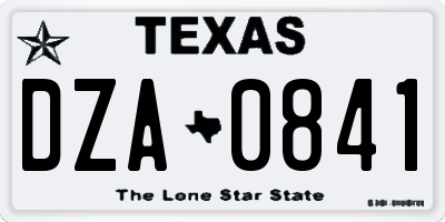 TX license plate DZA0841