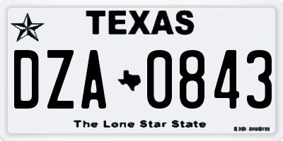TX license plate DZA0843