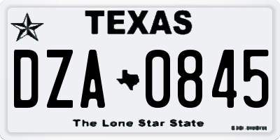TX license plate DZA0845