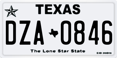 TX license plate DZA0846