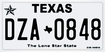 TX license plate DZA0848
