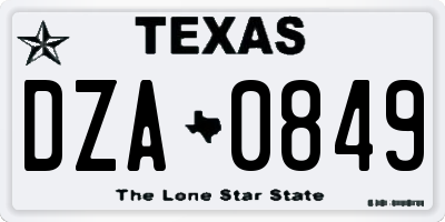 TX license plate DZA0849