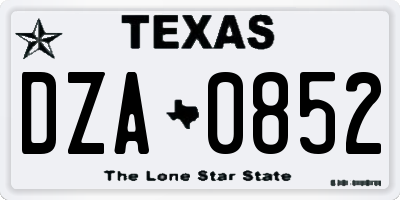 TX license plate DZA0852