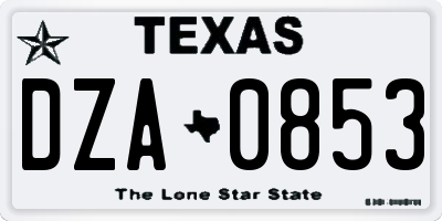 TX license plate DZA0853