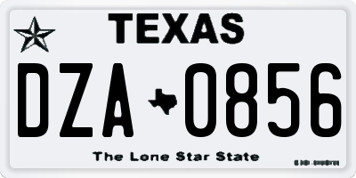 TX license plate DZA0856