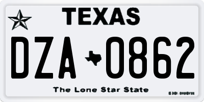 TX license plate DZA0862