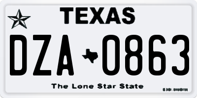 TX license plate DZA0863