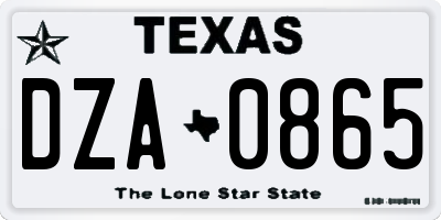 TX license plate DZA0865