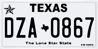 TX license plate DZA0867
