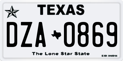 TX license plate DZA0869