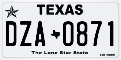 TX license plate DZA0871